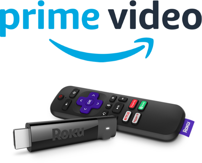 Image of Roku Streaming Stick with remote and Prime Video logo