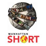 Globe wrapped in film reel with images on the reel. "Manhattan Short"