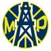 Mount Pleasant High School logo in gold and blue with oil pump.