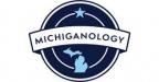 Michiganology logo with map of Michigan and blue star