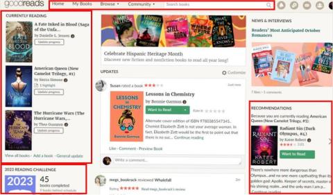 Goodreads home page