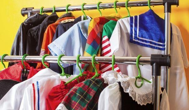 Image of Halloween costumes hanging on rack